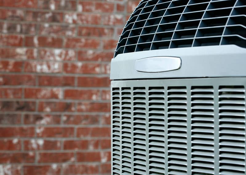 Close-up of an outdoor air conditioning unit